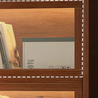 Contemporary Vertical Nut-Brown Wooden 5-Shelf Bookcase
