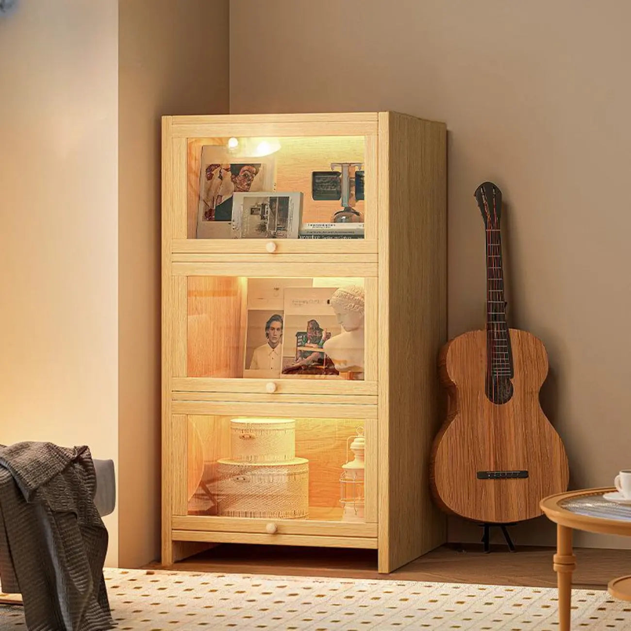Contemporary Vertical Nut-Brown Wooden 5-Shelf Bookcase