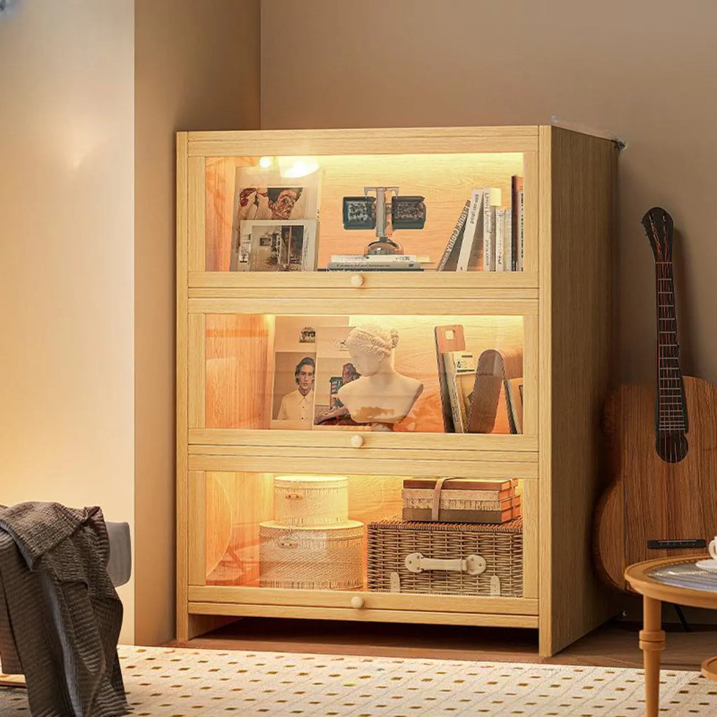 Contemporary Vertical Nut-Brown Wooden 5-Shelf Bookcase