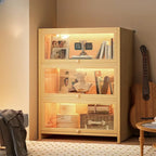 Contemporary Vertical Nut-Brown Wooden 5-Shelf Bookcase