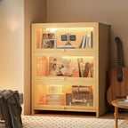 Contemporary Vertical Nut-Brown Wooden 5-Shelf Bookcase