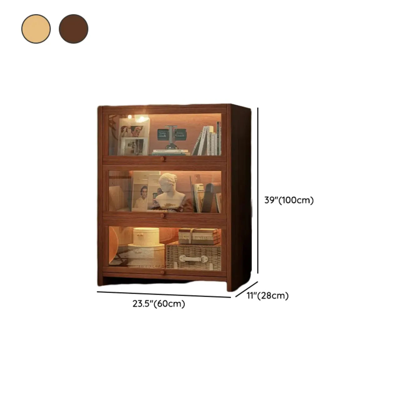 Contemporary Vertical Nut-Brown Wooden 5-Shelf Bookcase
