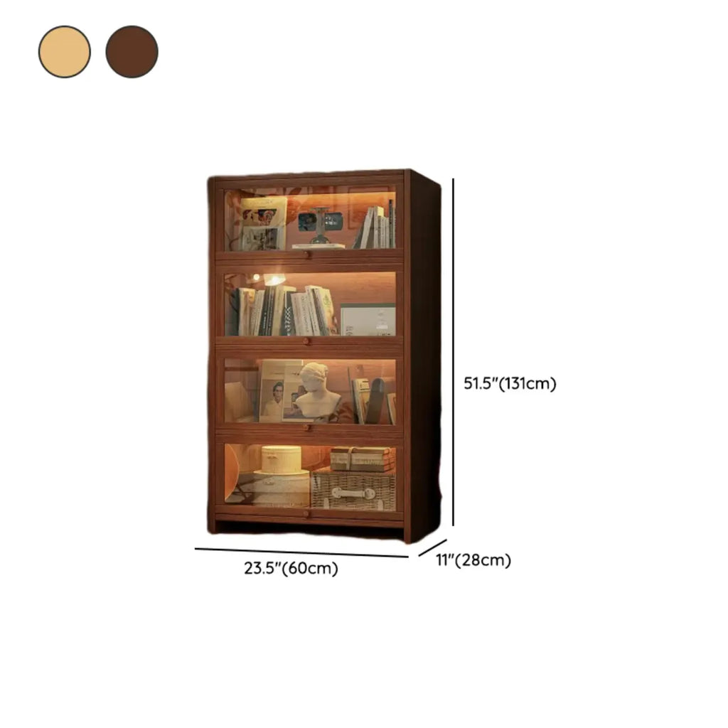 Contemporary Vertical Nut-Brown Wooden 5-Shelf Bookcase