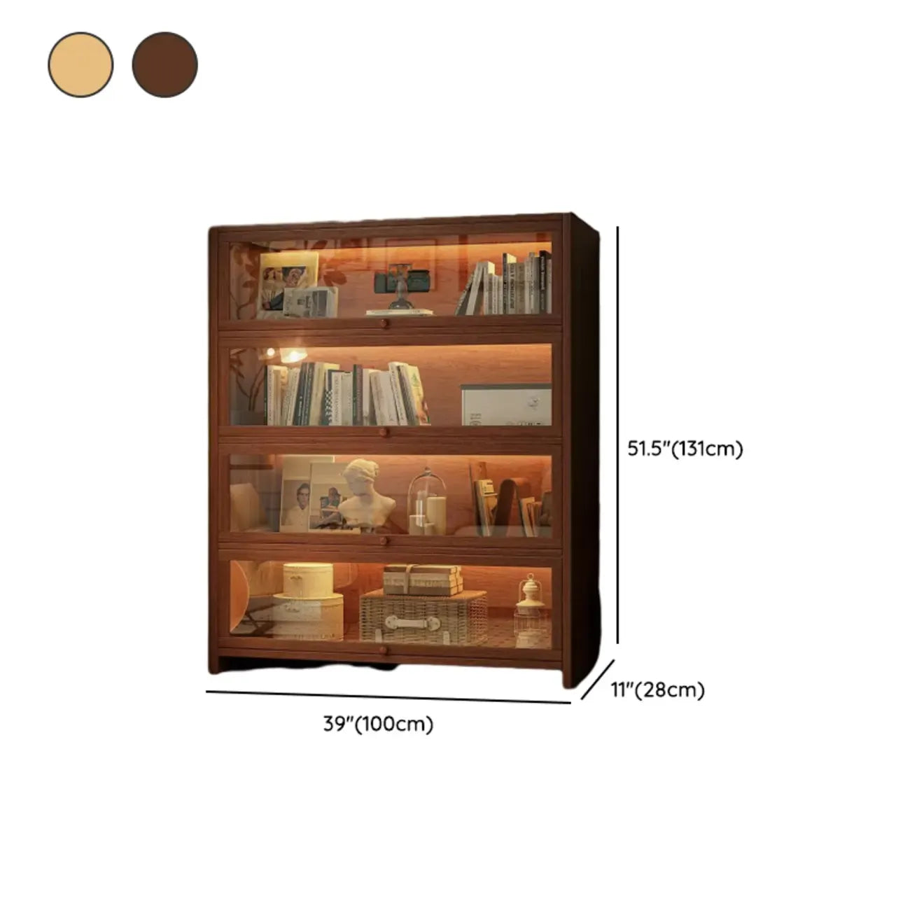 Contemporary Vertical Nut-Brown Wooden 5-Shelf Bookcase