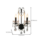Black Modern 2-Light Candelabra Wall Sconce with Crystal