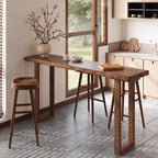 Casual Brown Wood Sled Base Bar Table