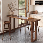 Casual Brown Wood Sled Base Bar Table