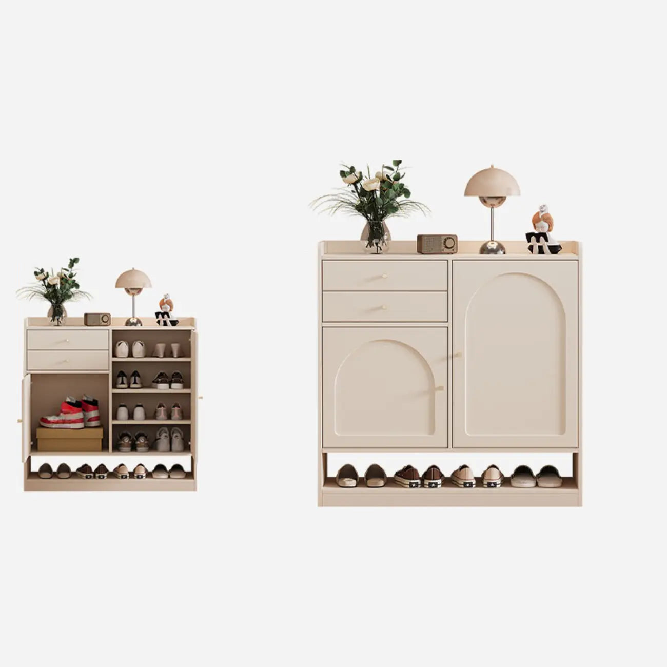Versatile Minimalist White Wood Shoe Cabinet Adjustable