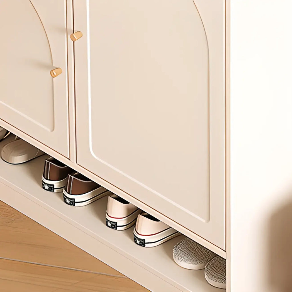 Versatile Minimalist White Wood Shoe Cabinet Adjustable