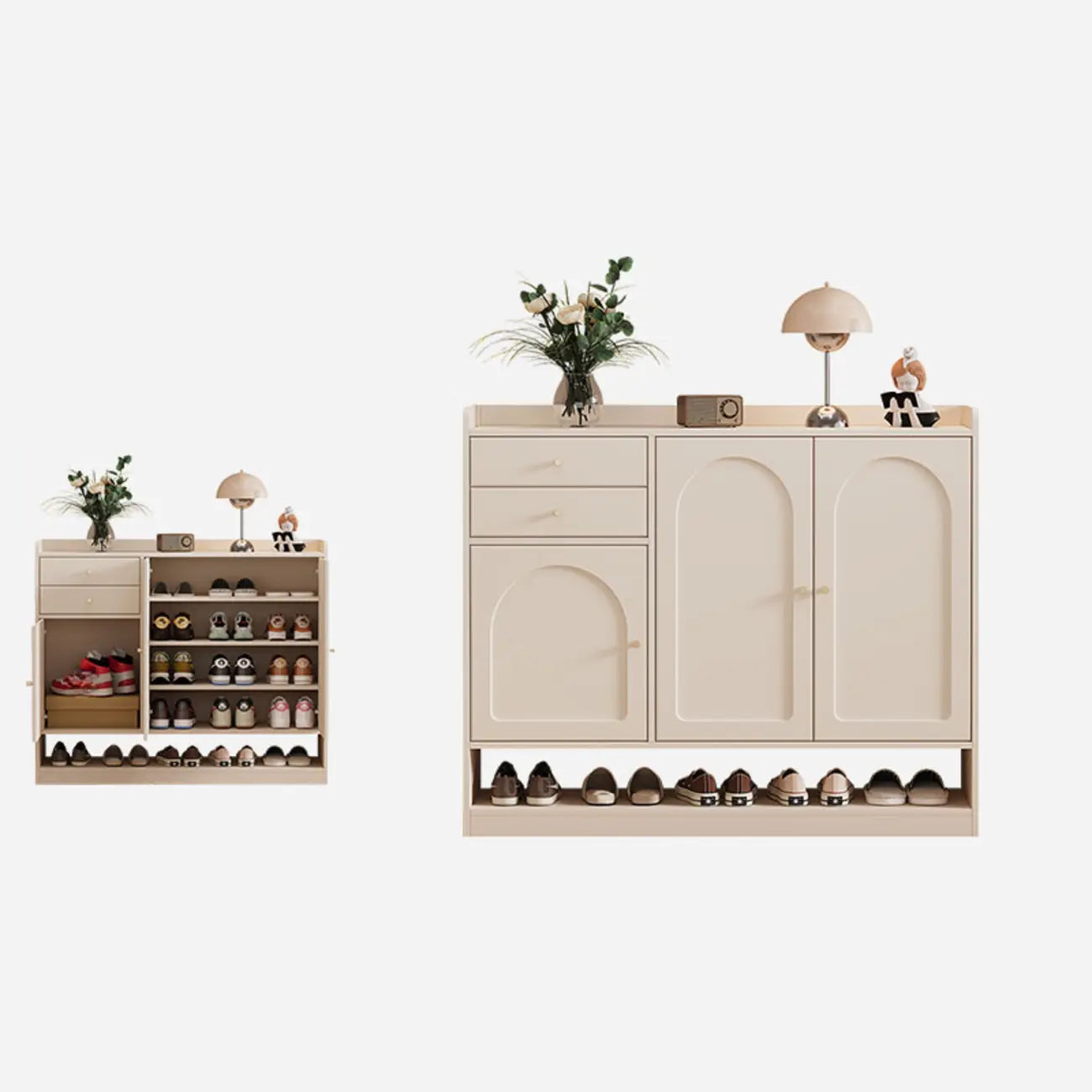 Versatile Minimalist White Wood Shoe Cabinet Adjustable