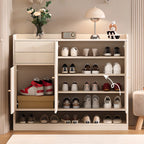 Versatile Minimalist White Wood Shoe Cabinet Adjustable