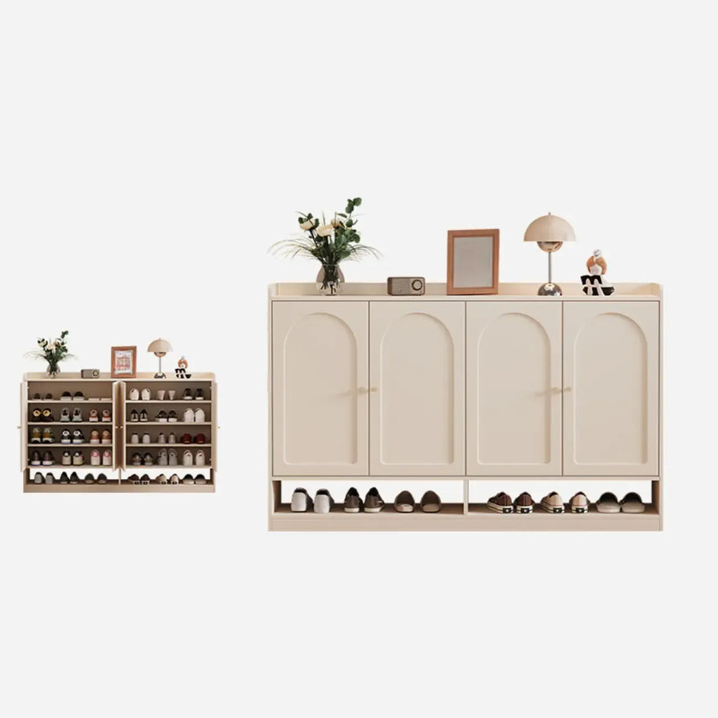 Versatile Minimalist White Wood Shoe Cabinet Adjustable