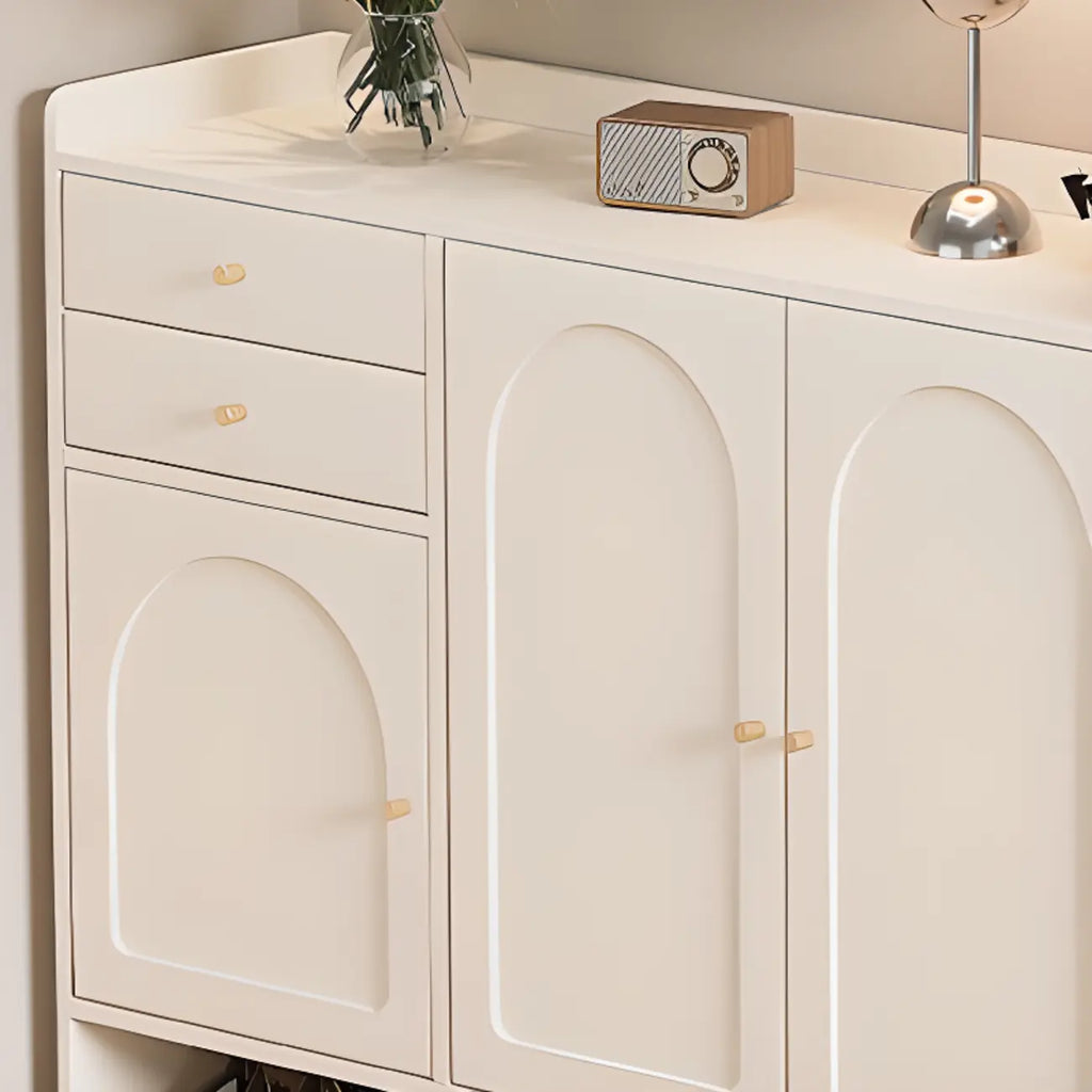 Versatile Minimalist White Wood Shoe Cabinet Adjustable
