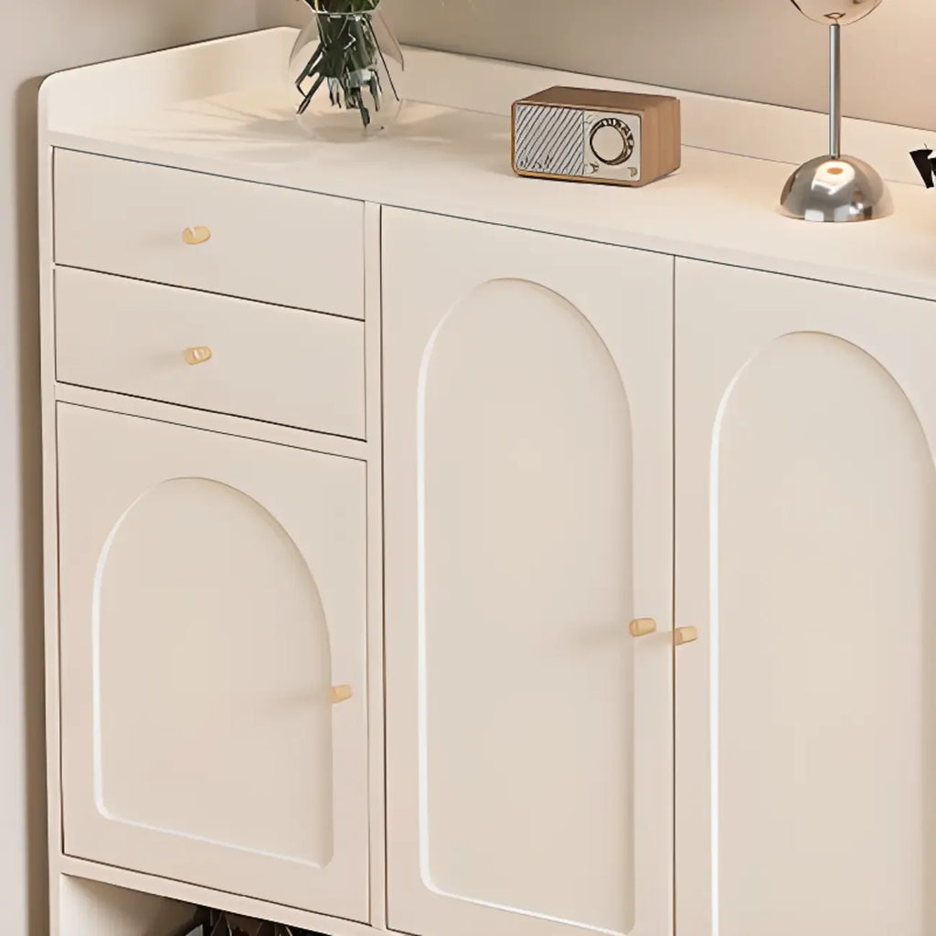 Versatile Minimalist White Wood Shoe Cabinet Adjustable