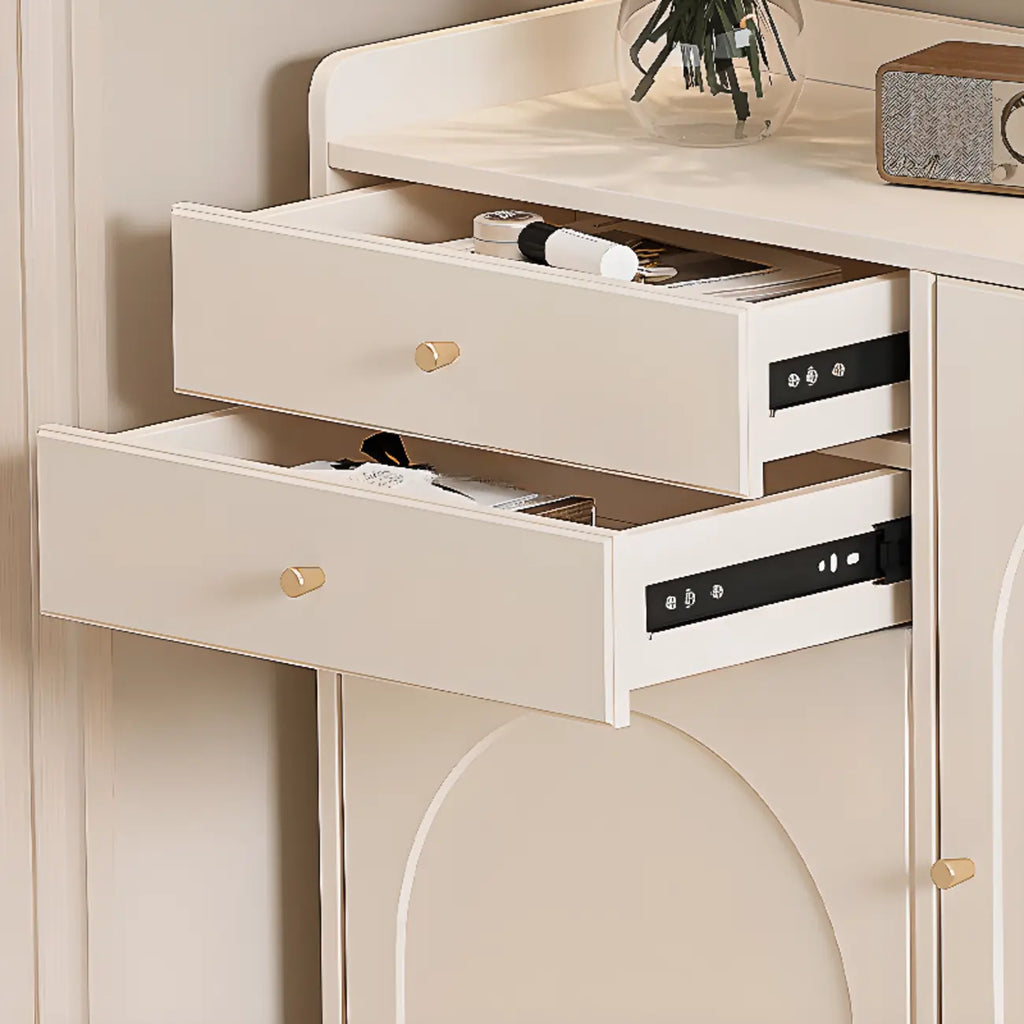 Versatile Minimalist White Wood Shoe Cabinet Adjustable