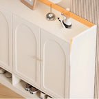Versatile Minimalist White Wood Shoe Cabinet Adjustable
