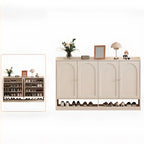 Versatile Minimalist White Wood Shoe Cabinet Adjustable