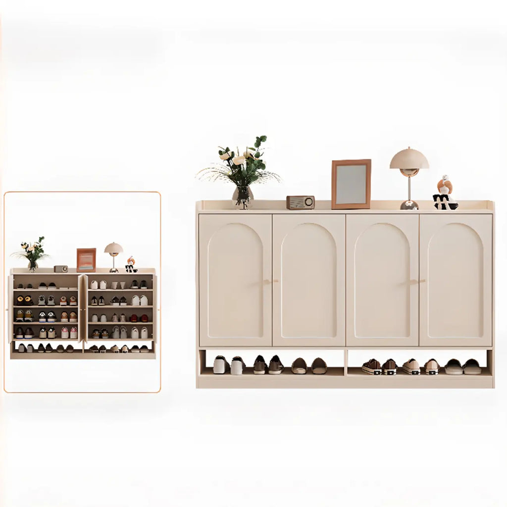 Versatile Minimalist White Wood Shoe Cabinet Adjustable
