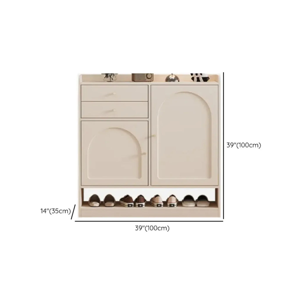 Versatile Minimalist White Wood Shoe Cabinet Adjustable