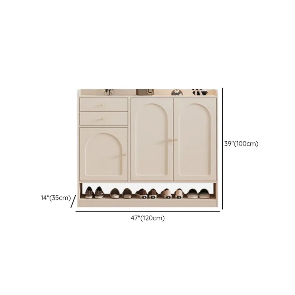 Versatile Minimalist White Wood Shoe Cabinet Adjustable