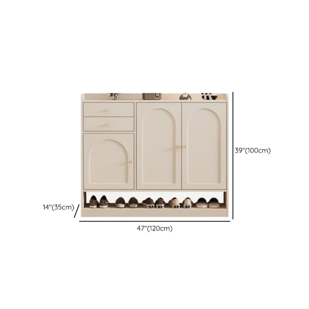 Versatile Minimalist White Wood Shoe Cabinet Adjustable