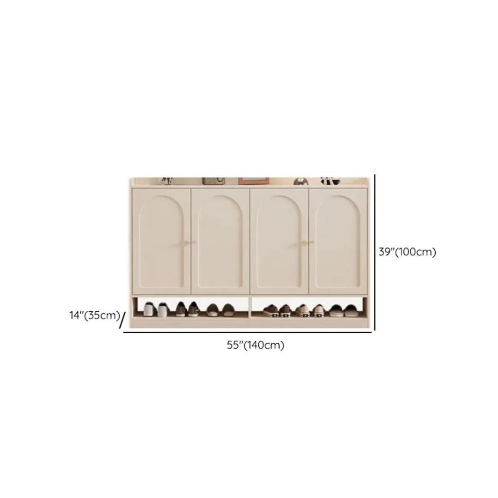 Versatile Minimalist White Wood Shoe Cabinet Adjustable