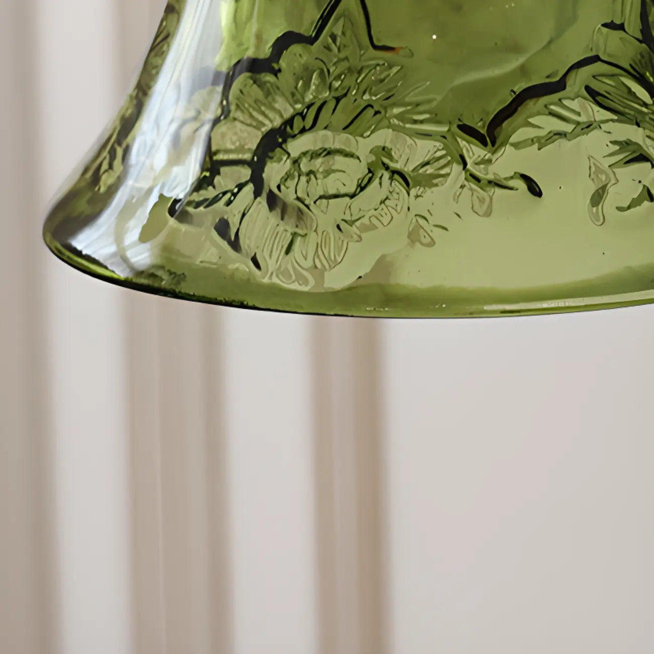 Mini Vintage Green Glass Flower Adjustable Pendant Light