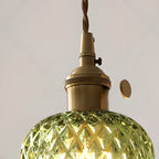 Mini Vintage Green Glass Flower Adjustable Pendant Light
