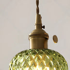 Mini Vintage Green Glass Flower Adjustable Pendant Light