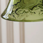 Mini Vintage Green Glass Flower Adjustable Pendant Light