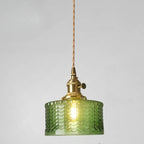 Mini Vintage Green Glass Flower Adjustable Pendant Light