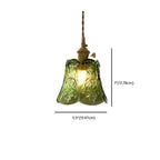 Mini Vintage Green Glass Flower Adjustable Pendant Light