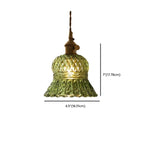 Mini Vintage Green Glass Flower Adjustable Pendant Light