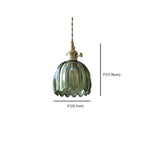 Mini Vintage Green Glass Flower Adjustable Pendant Light