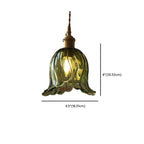 Mini Vintage Green Glass Flower Adjustable Pendant Light