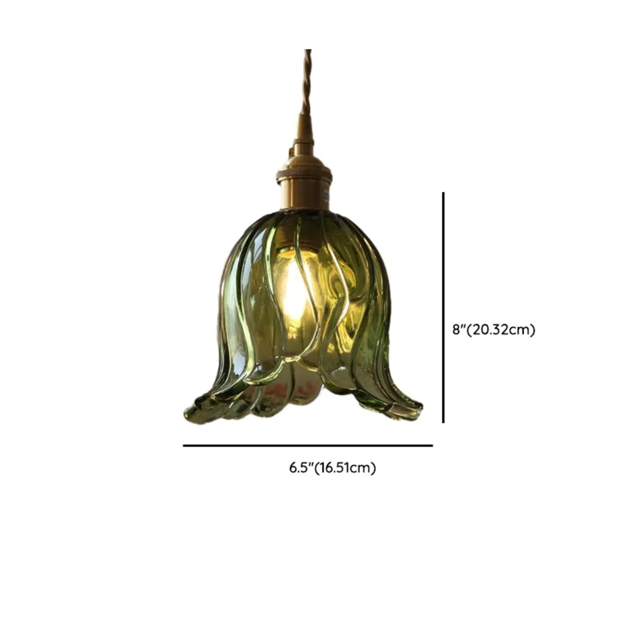 Mini Vintage Green Glass Flower Adjustable Pendant Light