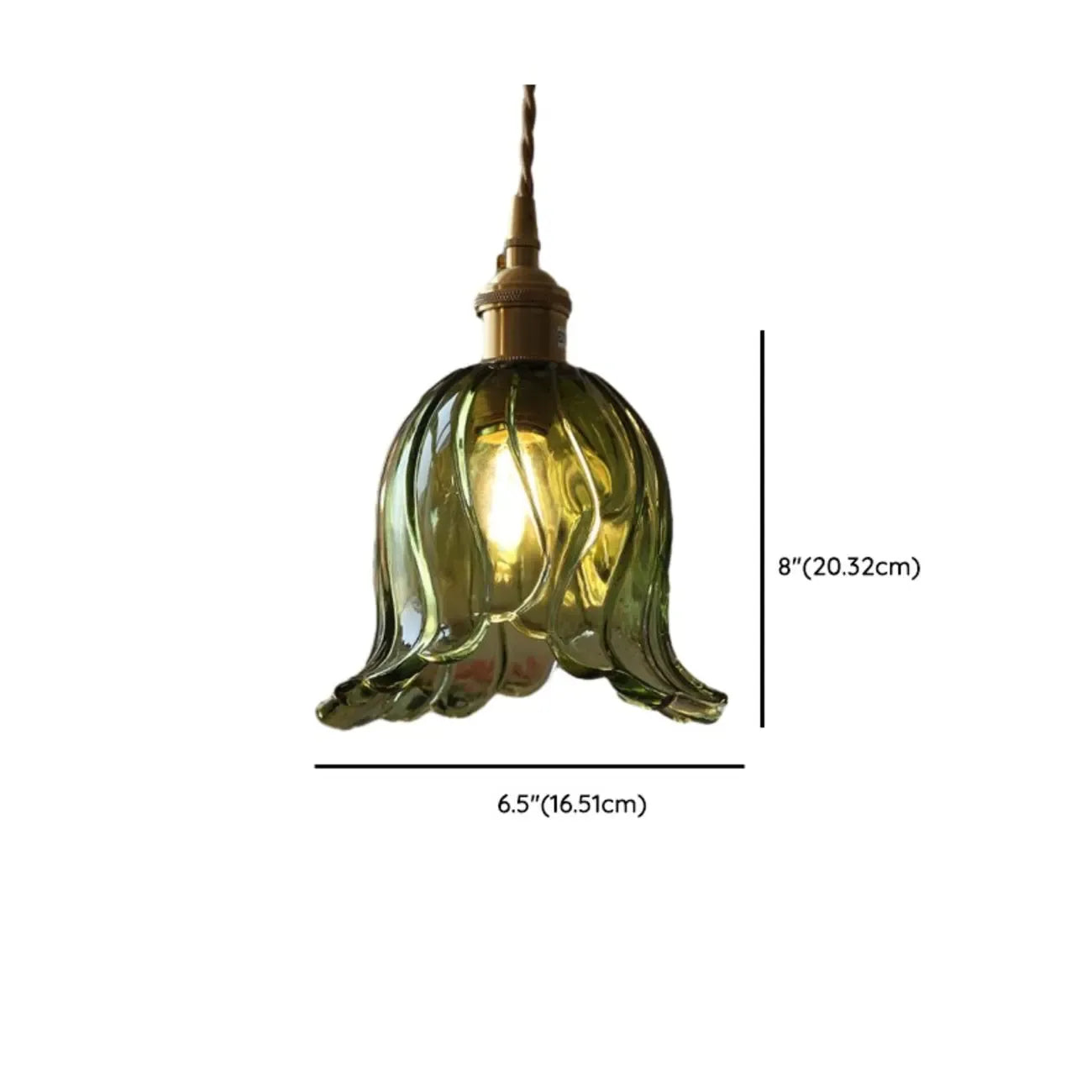 Mini Vintage Green Glass Flower Adjustable Pendant Light