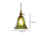 Mini Vintage Green Glass Flower Adjustable Pendant Light