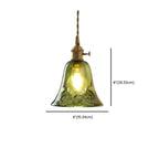 Mini Vintage Green Glass Flower Adjustable Pendant Light