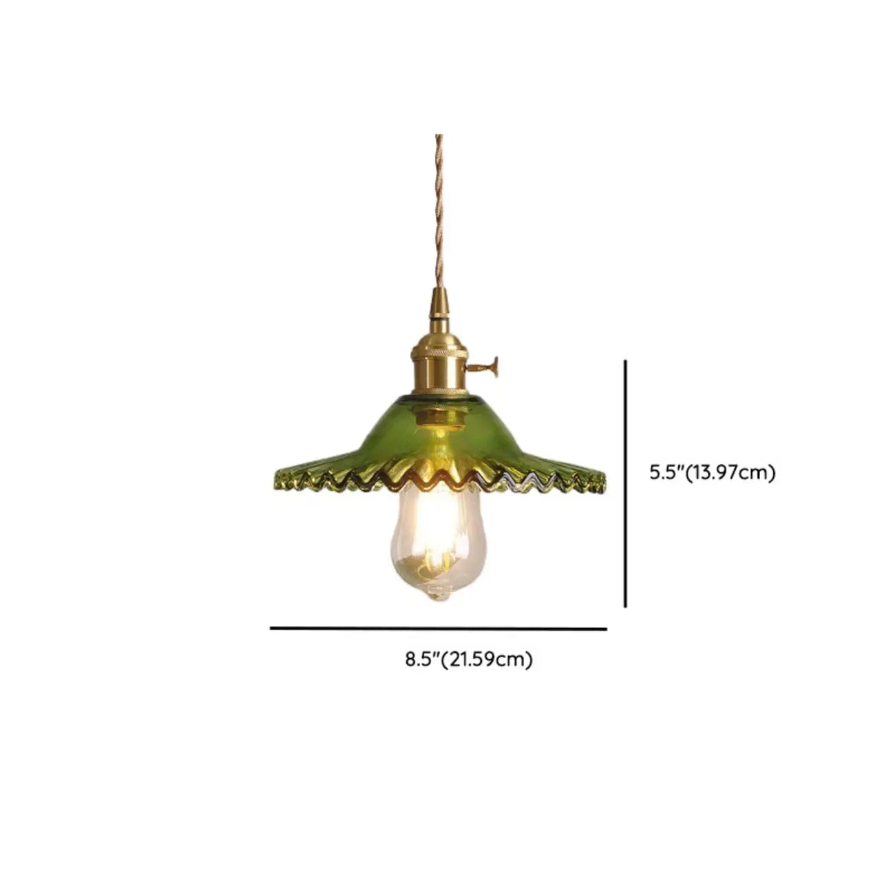 Mini Vintage Green Glass Flower Adjustable Pendant Light