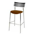 Green Leather Saddle Seat Rattan Back Counter Height Stools