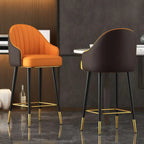 Art Deco Leather Bucket Cushioned Bar Stool