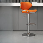 Leather Cushioned Saddle Swivel Adjustable Bar Stool