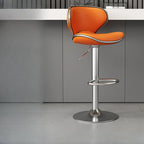 Leather Cushioned Saddle Swivel Adjustable Bar Stool