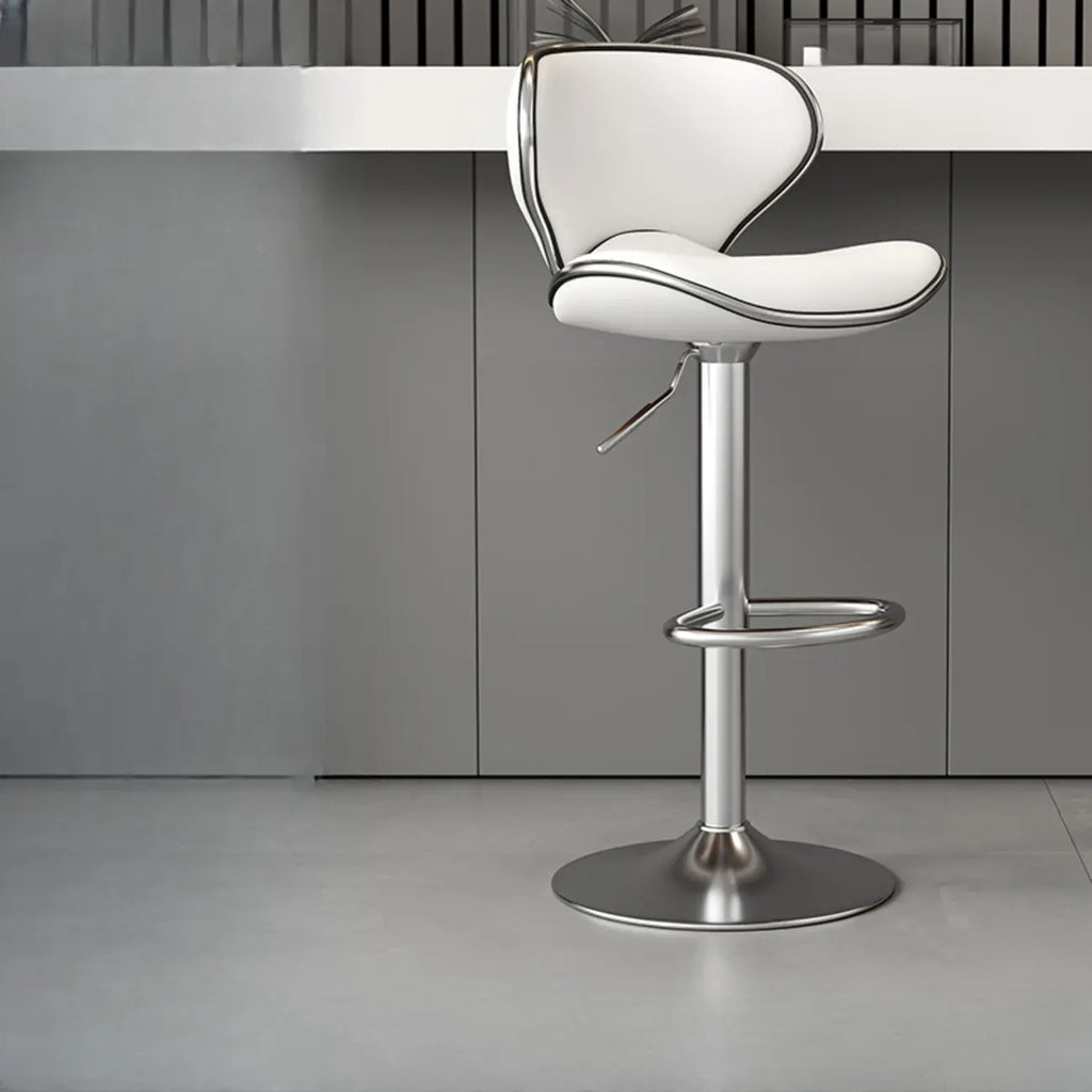Leather Cushioned Saddle Swivel Adjustable Bar Stool