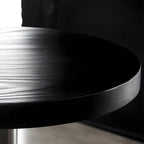 Modern Black Round Wooden Silver Metal Pedestal Bar Tables