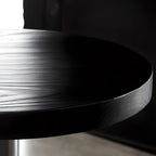 Modern Black Round Wooden Silver Metal Pedestal Bar Tables