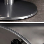 Modern Black Round Wooden Silver Metal Pedestal Bar Tables