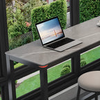 Modern Dove Grey Stone Top Steel Footrest Bar Tables