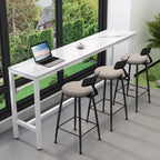 Modern Dove Grey Stone Top Steel Footrest Bar Tables